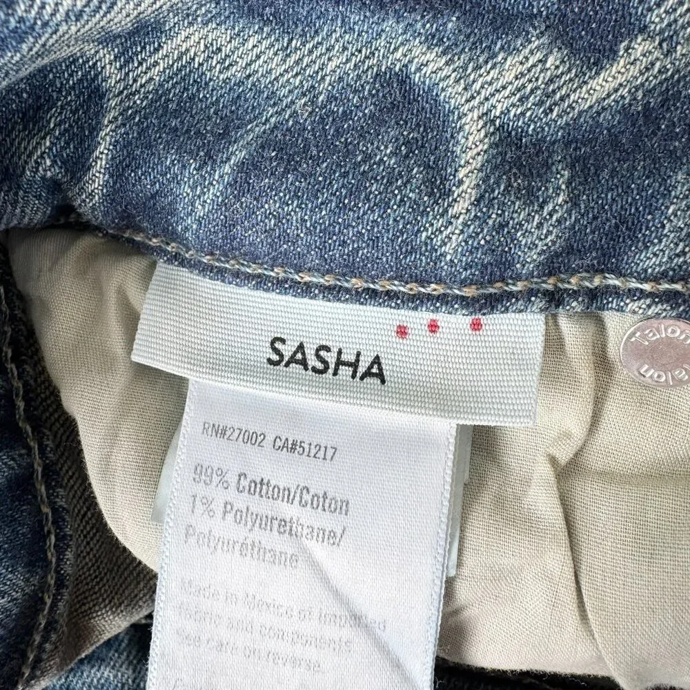 NWT Paige Sasha Wide-Leg Jeans Jewel Button Chance Distressed 28 - Picture 6 of 10